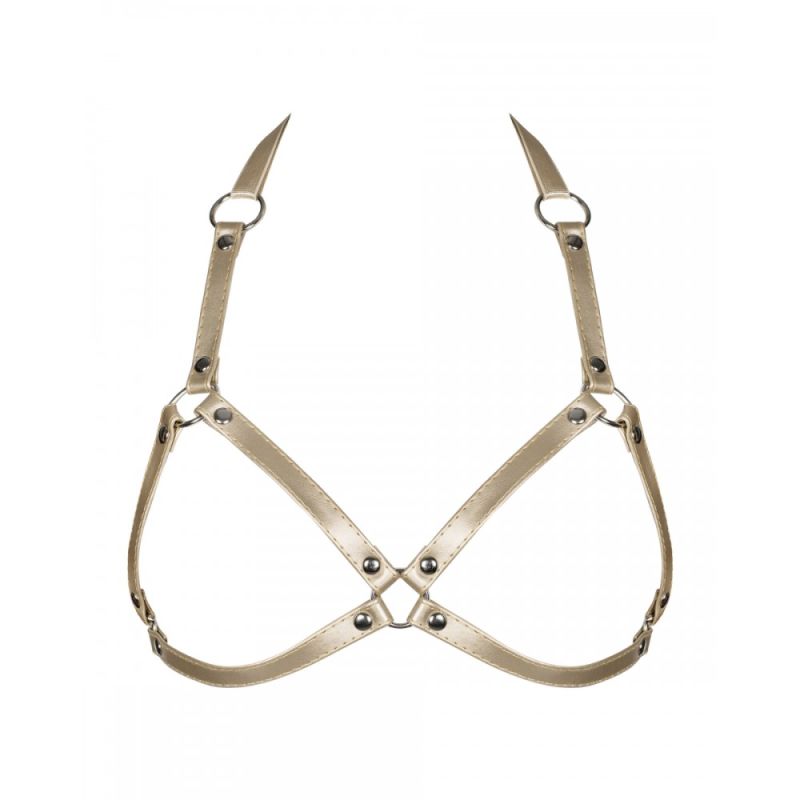 Бюстгальтер-портупея Obsessive A765 S/M/L Золотий вид 5
