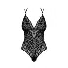 Сексуальное боди с кружевом Obsessive Giully и анималистичным принтом, черный, S\M вид 6