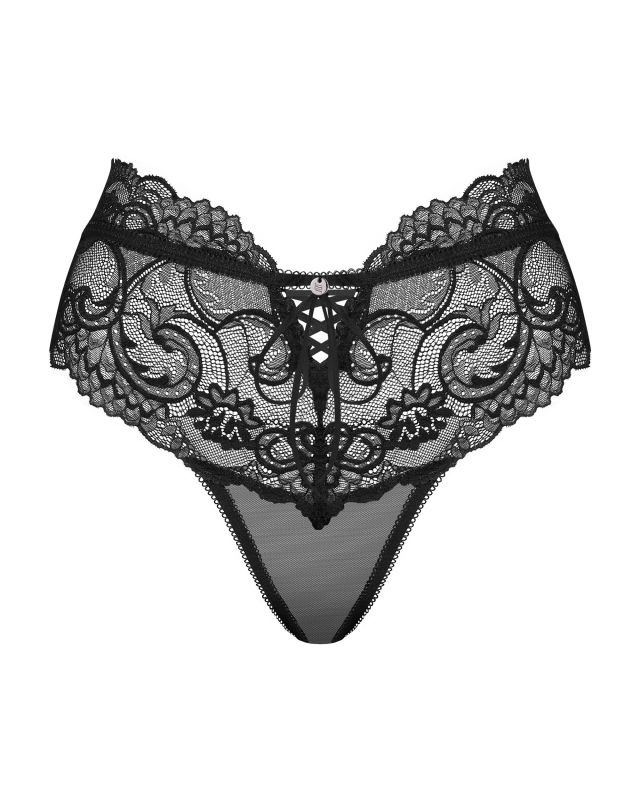 Трусики кружевные Obsessive Elizenes S\M Black вид 8