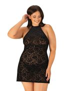Сорочка с трусиками Obsessive Softily chemise 2XL/3XL Черный
