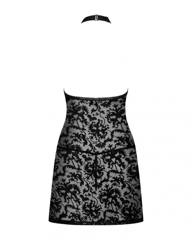 Рубашка з трусиками Obsessive Softily chemise 2XL/3XL Чорний вид 6