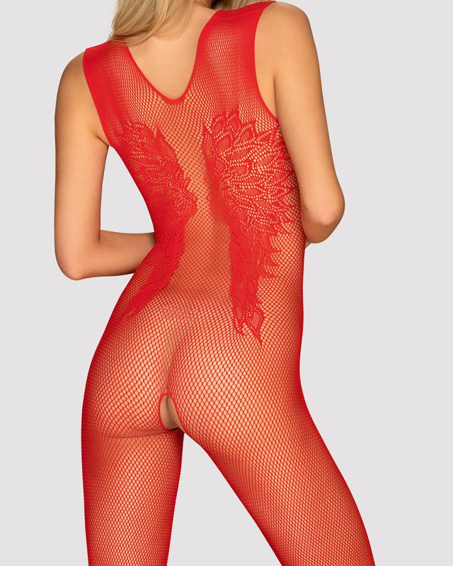 Комбинезон с аппликацией в виде крыльев и открытым доступом Obsessive N112 красный, S/M/L вид 7