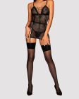 Сорочка в сеточку Obsessive Basitta со шнуровкой, черный, S/M вид 5