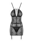 Сорочка в сеточку Obsessive Basitta со шнуровкой, черный, S/M вид 7