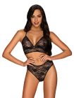 Комплект ажурный Obsessive Kokietta set Black S/M вид 2