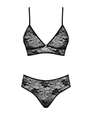Комплект ажурний Obsessive Kokietta set Black S/M