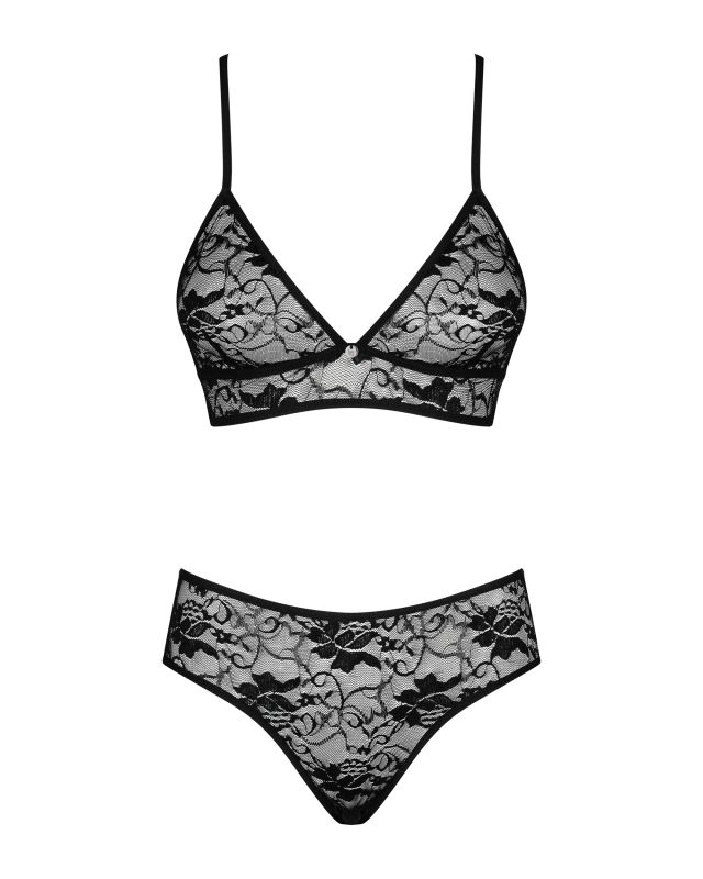 Комплект ажурный Obsessive Kokietta set Black S/M вид 8