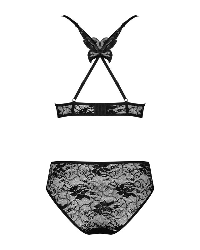 Комплект ажурный Obsessive Kokietta set Black S/M вид 9
