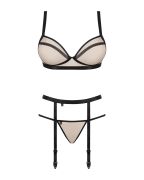Комплект с поясом для чулок Obsessive Nudelia set L/XL