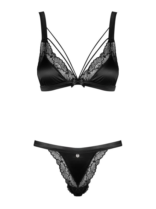 Комплект бюстгальтер и трусики Obsessive Eloissa set Black S/M вид 9