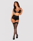 Комплект з широким поясом для панчох Obsessive Blanita garter belt S/M Чорний вид 4