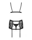 Комплект з широким поясом для панчох Obsessive Blanita garter belt S/M Чорний вид 7