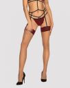 Панчохи під пояс із оксамитовою коронкою Obsessive Sugestina L/XL Natural/red