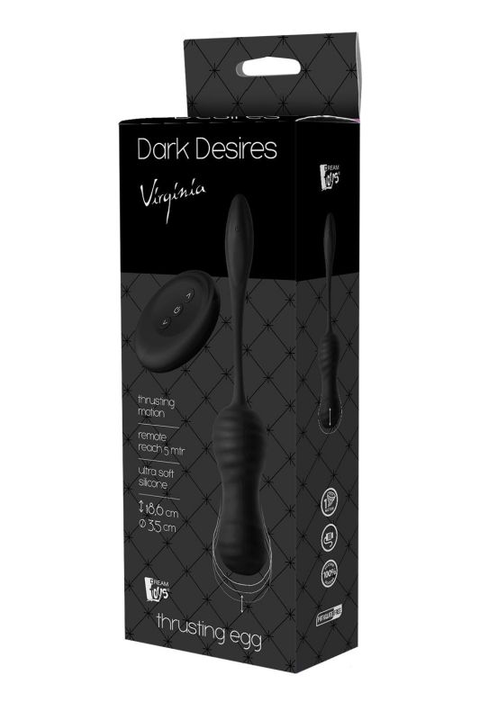 Віброяйце з пультом керування Dream Toys Dark Desires Virginia чорний, 18.6 х 3.5 см вид 3