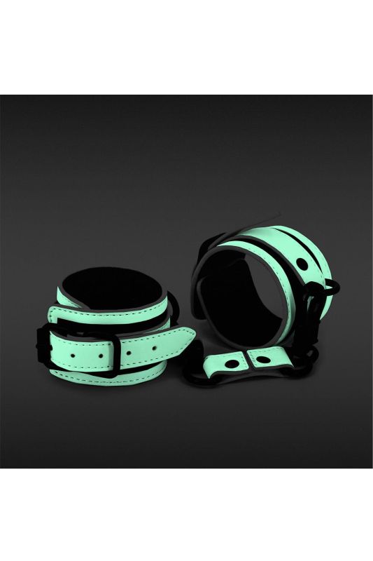 Наручники, світяться у темряві NS Novelties GLO BONDAGE WRIST CUFF GREEN вид 4