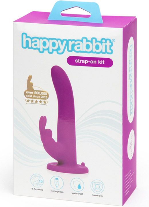 Страпон-кролик з вібрацією та трусиками Happy Rabbit Rechargeable Vibrating Strap-On Harness Set вид 6