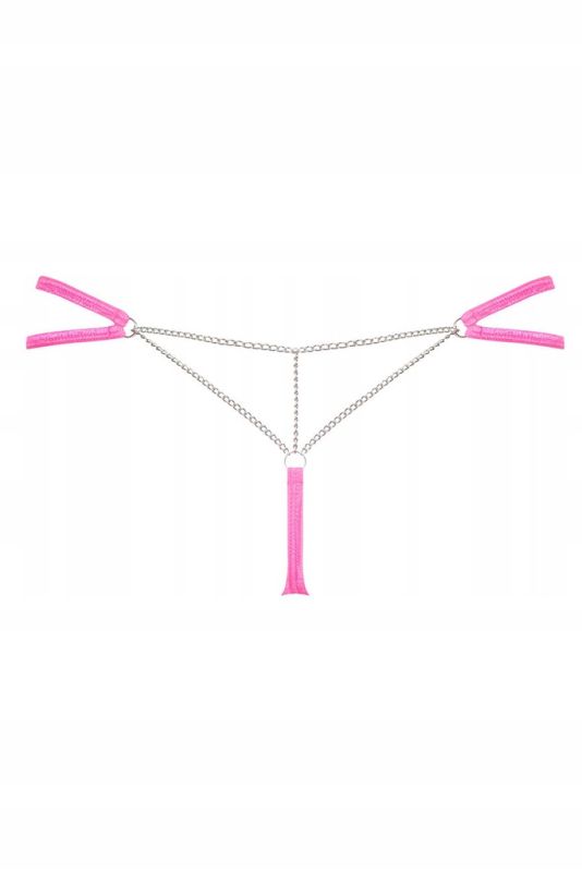 Сексуальные стринги с цепочкой Obsessive Chainty thong pink S/M вид 6