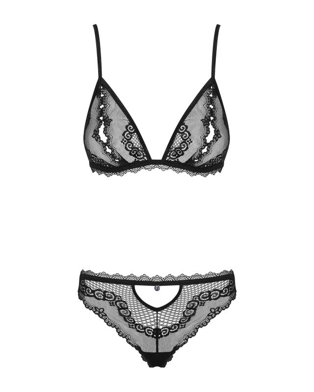 Сексуальный комплект с открытыми сосками Obsessive Millagro 2-pcs set black S/M вид 6