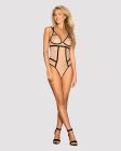 Боді з контрастними смугами Obsessive Nudelia teddy S/M вид 5