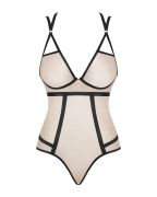 Боди с контрастными полосами Obsessive Nudelia teddy S/M
