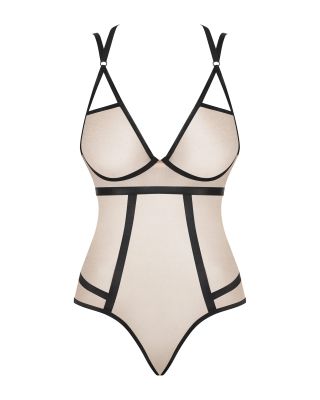 Боди с контрастными полосами Obsessive Nudelia teddy S/M