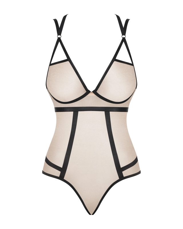 Боди с контрастными полосами Obsessive Nudelia teddy S/M вид 7