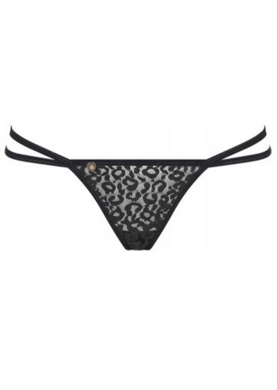 Трусики стрінги з ланцюжками Obsessive Pantheria thong black S/M вид 6