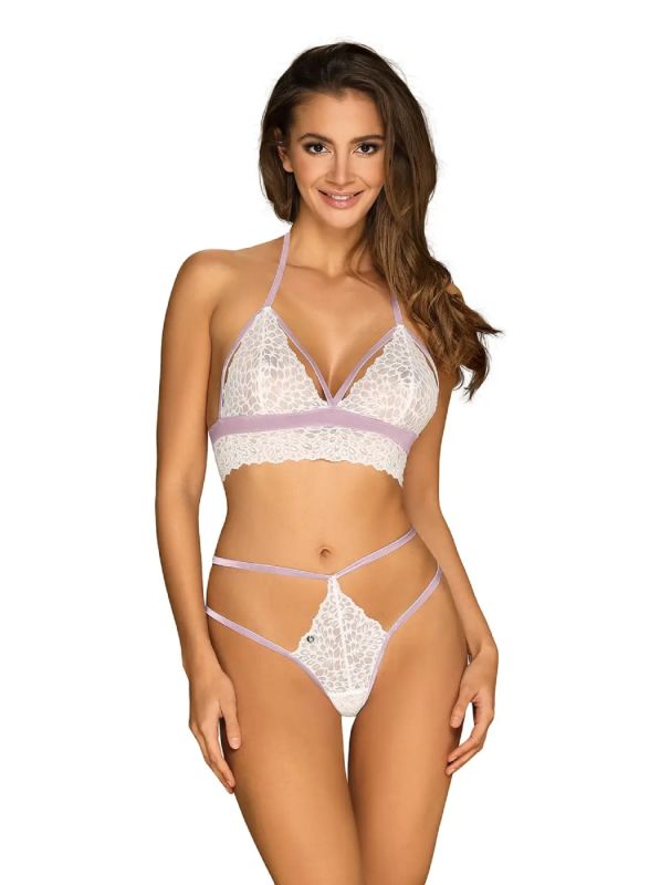 Еротичний комплект мереживний Obsessive Lilyanne 2-pcs set white S/M вид 2