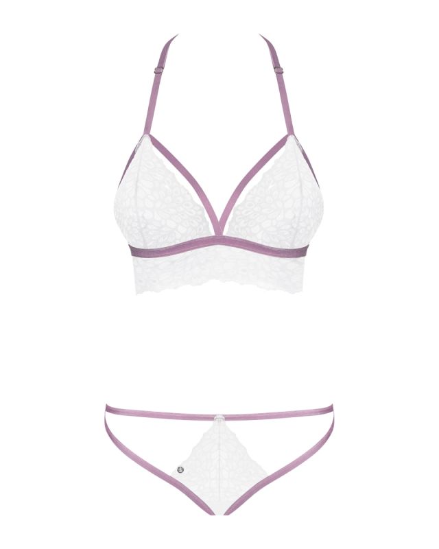 Эротичный комплект кружевной Obsessive Lilyanne 2-pcs set white S/M вид 6