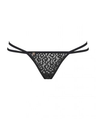 Трусики стрінги з ланцюжками Obsessive Pantheria thong black L/XL