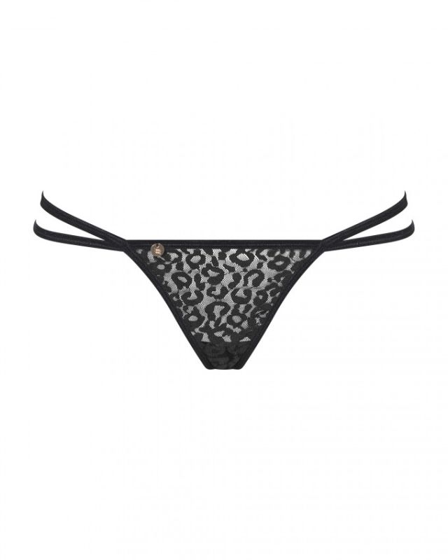 Трусики стрінги з ланцюжками Obsessive Pantheria thong black L/XL вид 8