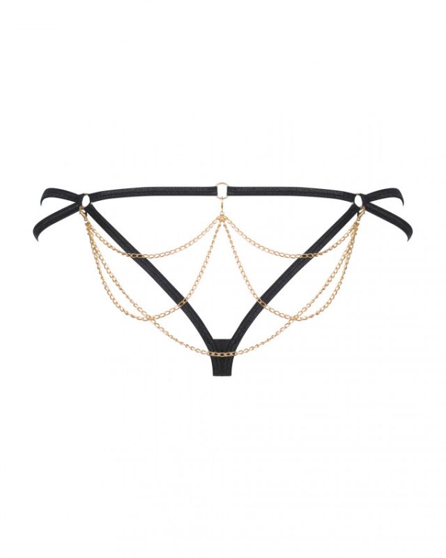 Трусики стрінги з ланцюжками Obsessive Pantheria thong black L/XL вид 9