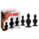 Набор больших анальных пробок Chisa Black Mont с разным рельефом, черный