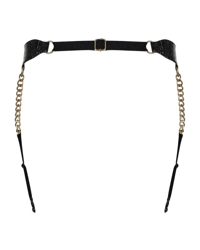 Пояс для панчох з екошкіри Obsessive A767 S/M/L Чорний вид 8