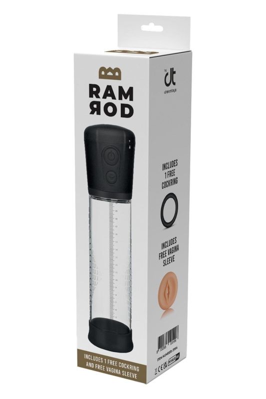 Вакуумна помпа Dream Toys RAMROD з ерекційним кільцем та насадкою, чорний-прозорий вид 2
