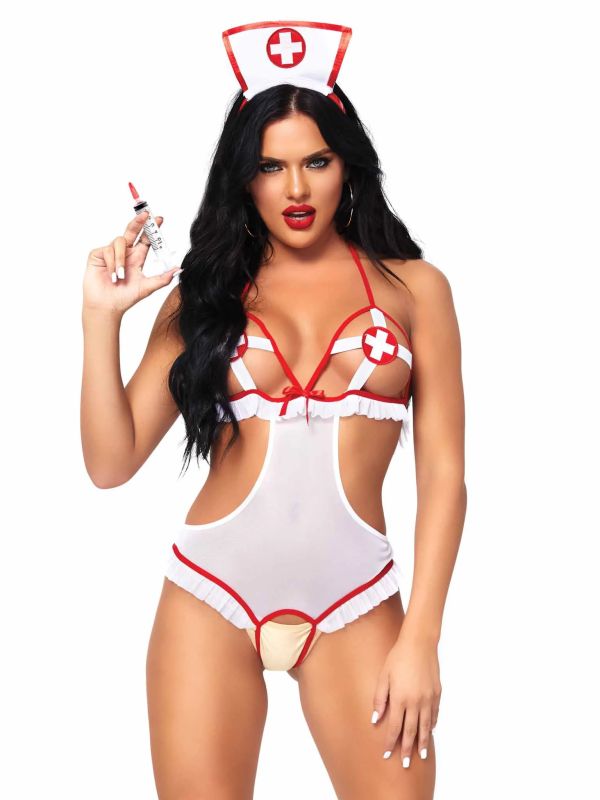Костюм сексуальної медсестри One Size Naughty Nurse Roleplay Lingerie Set від Leg Avenue вид 2
