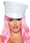 Военная шляпа со стразами One Size Rhinestone Trimmed Military Hat от Leg Avenue, белая вид 2