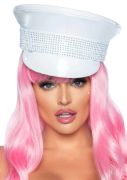 Військовий капелюх зі стразами One Size Rhinestone Trimmed Military Hat від Leg Avenue, білий