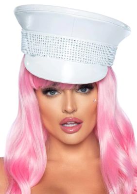 Военная шляпа со стразами One Size Rhinestone Trimmed Military Hat от Leg Avenue, белая