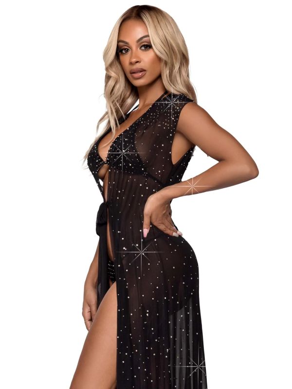 Пеньюар сексуальный со стразами полупрозрачный Leg Avenue Shine With Me, размер O/S вид 6