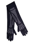 Рукавички зі стразами Skeleton Bone Elbow Length Gloves від Rhinestone Leg Avenue, чорні O\S