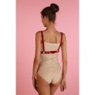 Бюстгалтер - конус "L27" RED, экокожа, ручная работа, красный вид 4