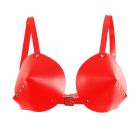 Бюстгалтер - конус "L27" RED, экокожа, ручная работа, красный вид 5