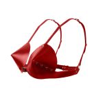 Бюстгалтер - конус "L27" RED, экокожа, ручная работа, красный вид 6