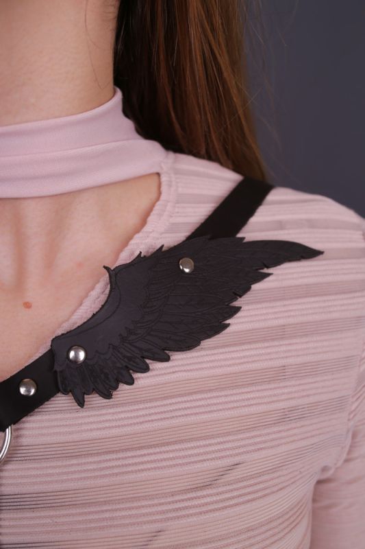 Портупея з крилами "модель black Angel 5", екошкіра, ручна робота вид 6