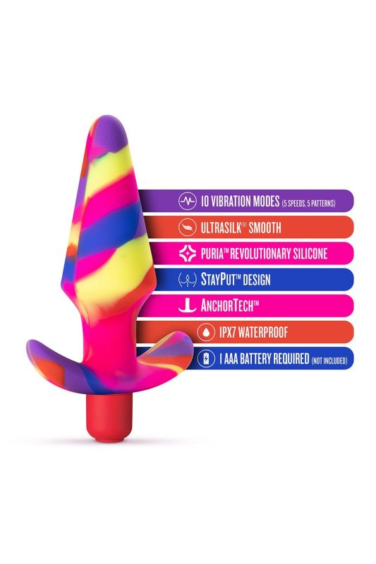 Анальна пробка конусоподібна з вібрацією Blush Avant різнокольорова вид 8