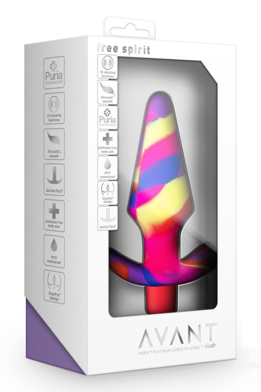 Анальная пробка конусообразная с вибрацией Blush Avant разноцветная вид 10