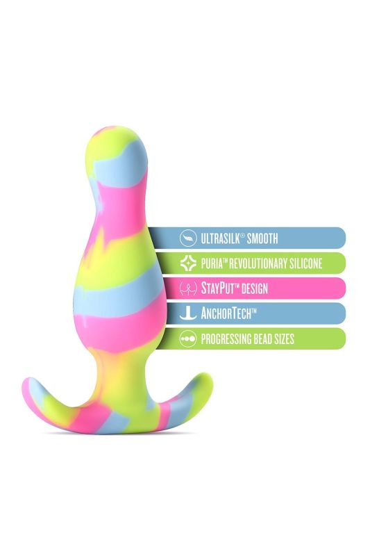 Анальна пробка конусоподібна зі стопером Blush Avant Kaleido різнобарвна вид 8