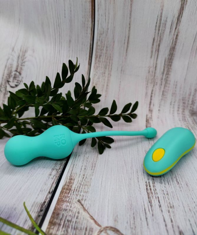 Віброяйце з дистанційним пультом керування Romp Cello, бірюзовий вид 11