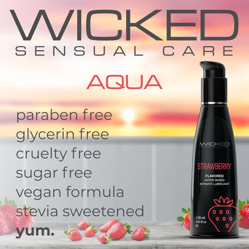 Їстівний лубрикант зі смаком полуниці Wicked Aqua Strawberry на водній основі, 120 мл вид 4